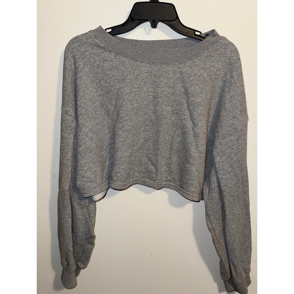 SHEIN Curve Heather Gray Cropped Sweatshirt Plus Size 3XL Long Sleeve Crew Neck